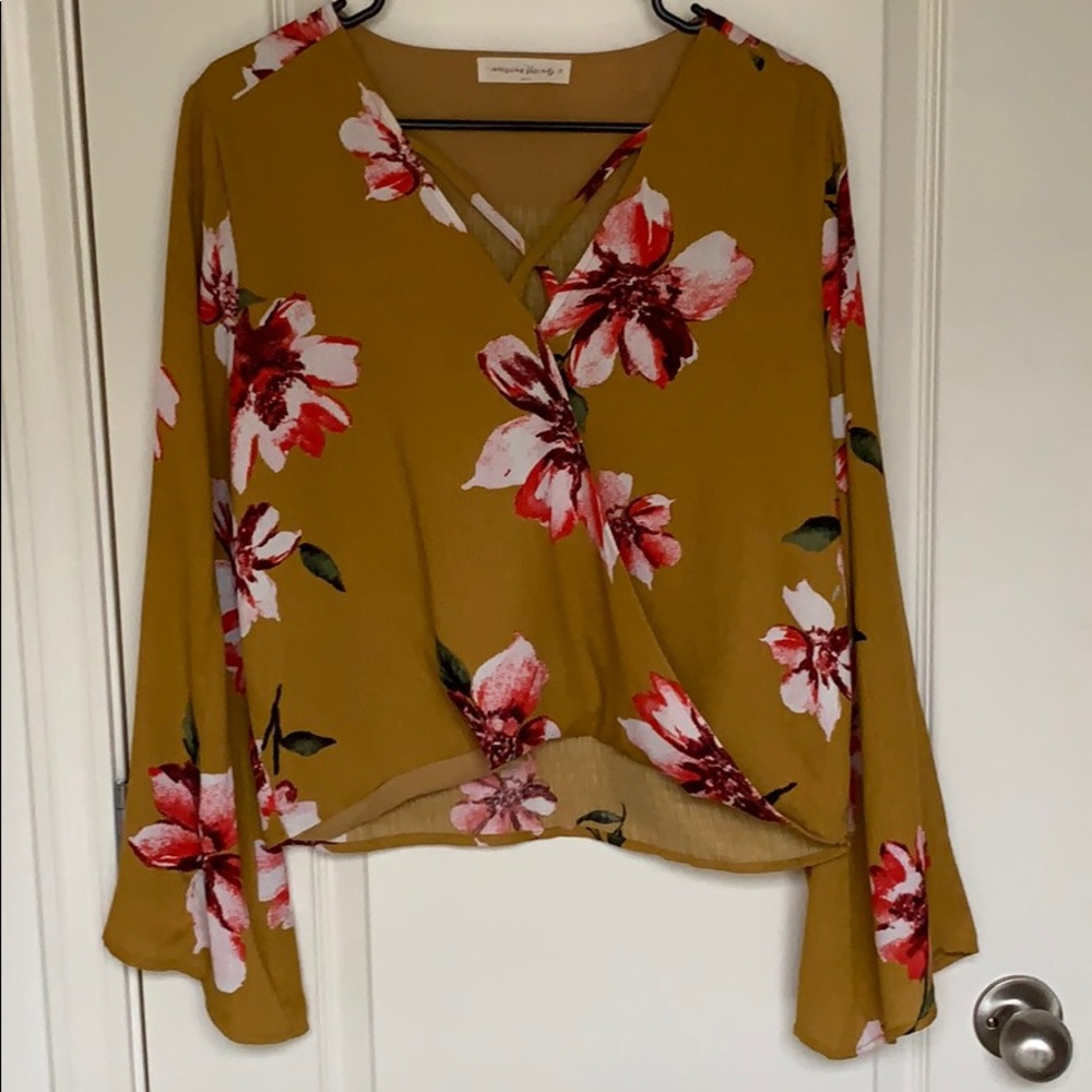 Gold floral blouse